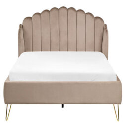 Beliani Bed Velvet Ambillou 120 X 200 Cm (Eu Small Double) Taupe - thumbnail 5