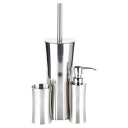 3Pcs Stainless Steel Matching Dispenser Tumbler Toilet Brush Set - thumbnail 4