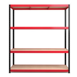 RB UK Rb Boss Garage Shelving Unit 4 Shelf Mdf Red & Black Powder Coated Steel (H)1800mm (W)1600mm (D)600mm - thumbnail 2