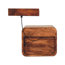 Artisan Furniture Solid Wood Mini Honey Caramel Wall Mounted Bedside With Open Slot And A Single Drawer - thumbnail 9