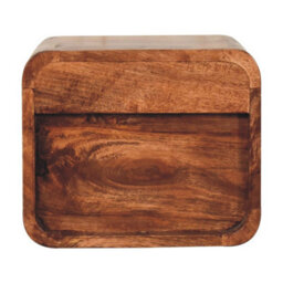Artisan Furniture Solid Wood Mini Honey Caramel Wall Mounted Bedside With Open Slot And A Single Drawer - thumbnail 8