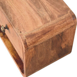 Artisan Furniture Solid Wood Mini Honey Caramel Wall Mounted Bedside With Open Slot And A Single Drawer - thumbnail 5