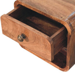 Artisan Furniture Solid Wood Mini Honey Caramel Wall Mounted Bedside With Open Slot And A Single Drawer - thumbnail 6