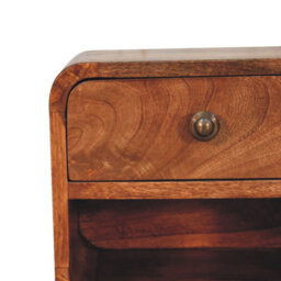 Artisan Furniture Solid Wood Mini Honey Caramel Wall Mounted Bedside With Open Slot And A Single Drawer - thumbnail 4