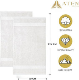 Aten Homeware White Luxury Egyptian Cotton Bath Towels - 70X140Cm - 2 Pack - thumbnail 6