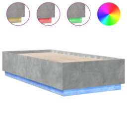 Berkfield Bed Frame With Led Without Mattress Concrete Grey 90X200 Cm - thumbnail 2