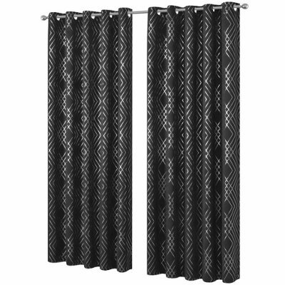 Geometric Sparkle Blackout Curtains In Black, 228Cm X 228Cm
