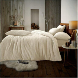 Gc Gaveno Cavailia Teddy Bear Fleece King Cream Duvet Set With Matching Pillowcase Fluffy Warm & Cosy Super Soft Bedding Set