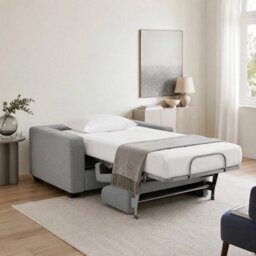Lucas Grey Fabric Snuggler Sofa Bed, Memory Foam Mattress, Compact Small Single Sleeper Sofa, Handmade In Uk, Wood Frame - thumbnail 3