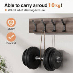 4 Black Wall Hooks For Hanging Coat: 10Kg Metal Sturdy Hook With Screw, Individual Hange - thumbnail 6