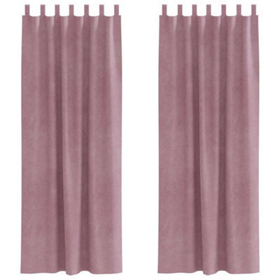 Berkfield Modern Blackout Curtains With Hanging Loops 2 Pcs Dark Pink Velvet - image 1