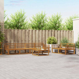 Walplus Outdoor Sofa Set 7 Pcs Natural Solid Acacia Wood