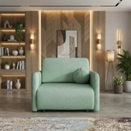 Viva Sun I Upholstered Chair Bed With Sleeping Function And Bedding Storage Chipboard Metal Legs 100X103X85Cm Mint - thumbnail 3