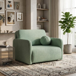 Viva Sun I Upholstered Chair Bed With Sleeping Function And Bedding Storage Chipboard Metal Legs 100X103X85Cm Mint - thumbnail 2