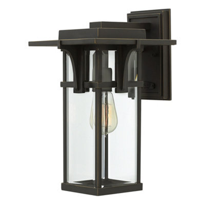 Luminosa Lighting Elstead Manhattan 1 Light Outdoor Medium Wall Lantern Light Oil Rubbed Bronze Ip44, E27 - image 1