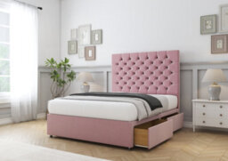 "Comfort Winslow Pink Plush Divan Bed Base 4 Drawers - 26"" Strutted  5' King" - thumbnail 5