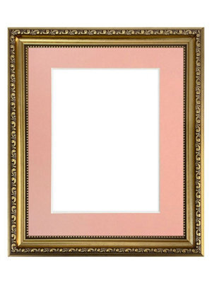 Frames By Post Shabby Chic Gold Frame With Pink Mount For Image Size 7 X 5 Inch