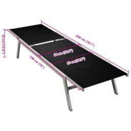 Berkfield Sun Lounger Steel And Textilene Black - thumbnail 7