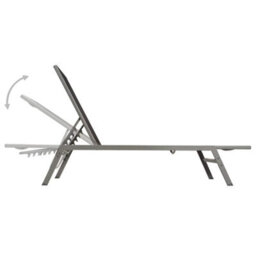 Berkfield Sun Lounger Steel And Textilene Black - thumbnail 5