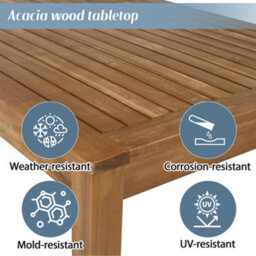 Abrihome 7 Seater Outdoor Garden Furniture Set Acacia Wood Patio Dining Set With Rope Weaving Table And Beige  Cushioned Chairs - thumbnail 3