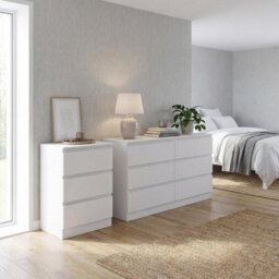 Fwstyle Carlton Matt White 2 Piece Bedroom Storage Furniture Set - 6 Drawer Chest & 3 Drawer Chest - thumbnail 1