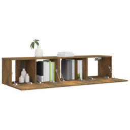 Berkfield 2 Piece Tv Cabinet Set Smoked Oak Engineered Wood - thumbnail 3