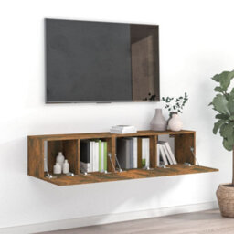 Berkfield 2 Piece Tv Cabinet Set Smoked Oak Engineered Wood - thumbnail 1