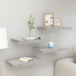 Berkfield Floating Wall Shelves 4 Pcs Concrete Grey 50X23X3.8 Cm Mdf - thumbnail 1