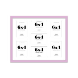 20X16 Inch 7 Opening Photo Collage Frame, Display Seven 6X4 Inch Photos, Multi Aperture Family Picture Frame, Lilac - thumbnail 2