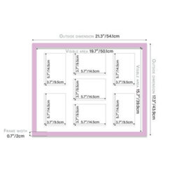 20X16 Inch 7 Opening Photo Collage Frame, Display Seven 6X4 Inch Photos, Multi Aperture Family Picture Frame, Lilac - thumbnail 4