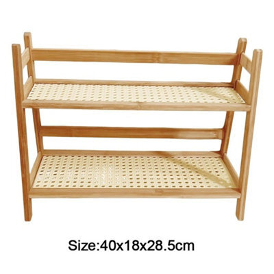 L 2 Layer Countertop Organizer Multipurpose Kitchen Rack Wooden Storage Shelf - image 1