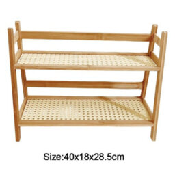 L 2 Layer Countertop Organizer Multipurpose Kitchen Rack Wooden Storage Shelf - thumbnail 1
