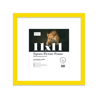 "11X11"" Yellow Picture Frame - 11X11"" Square Frame With 9X9"" Mount For 11X11""/9X9"" Pictures Luxurious Style Thin Edge, 1 Pack" - image 1