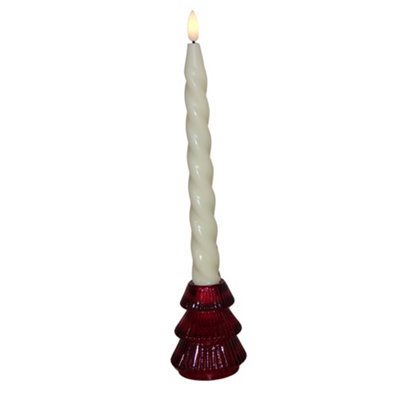 Small Christmas Tree Candle Holder - Holly Berry Red - image 1