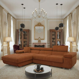 Torezio Mini Corner Sofa Bed With Adjustable Headrests And Storage Box Freestanding Upholstered Back 280X170Cm Orange Left - thumbnail 1
