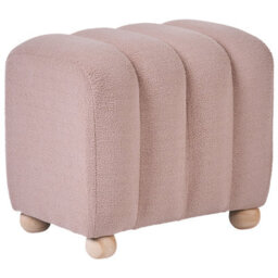 Wyld And Coco Luxehome Beige Boucle Pouffe Ottoman With Wooden Tapered Legs, Rectangular 49 X 38 X 46 Cm - thumbnail 4