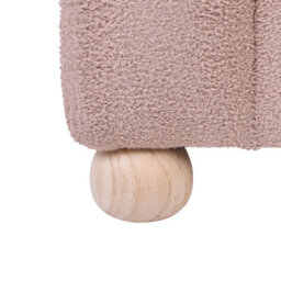 Wyld And Coco Luxehome Beige Boucle Pouffe Ottoman With Wooden Tapered Legs, Rectangular 49 X 38 X 46 Cm - thumbnail 7