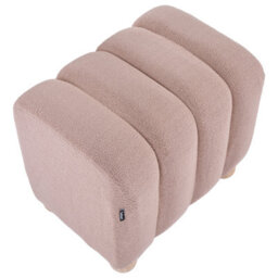 Wyld And Coco Luxehome Beige Boucle Pouffe Ottoman With Wooden Tapered Legs, Rectangular 49 X 38 X 46 Cm - thumbnail 6