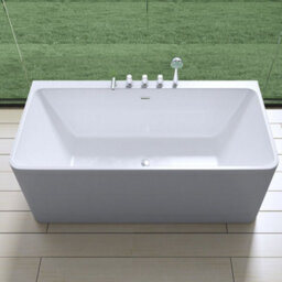 Durovin Bathrooms Acrylic Back To Wall White Gloss Glazed Rectangular 1800mm X 570 X 800 (Lxhxd) One Tap Hole Anti Lime Scale - thumbnail 3