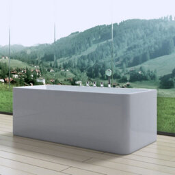 Durovin Bathrooms Acrylic Back To Wall White Gloss Glazed Rectangular 1800mm X 570 X 800 (Lxhxd) One Tap Hole Anti Lime Scale - thumbnail 2