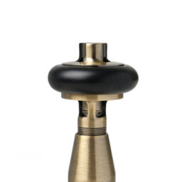 Plum&clay Pair Of Brushed Brass Wooden Head Angled Thermostatic Radiator Valves - thumbnail 3