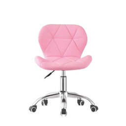 Pink Cushioned Computer Desk Office Chair Chrome Legs Swivel Adjustable Vanity Stool - thumbnail 3