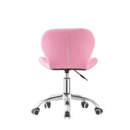 Pink Cushioned Computer Desk Office Chair Chrome Legs Swivel Adjustable Vanity Stool - thumbnail 5
