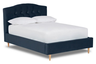 Divan Base Direct Enigma Classic Chesterfield Fabric Bed Base Only 5Ft King- Verlour Midnight