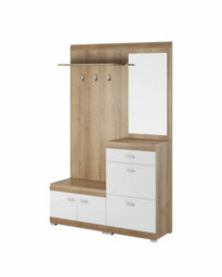 Arte Elegant Stella Hallway Set H1970mm W1350mm D340mm In White Matt And Oak Riviera - Complete Entryway Solution