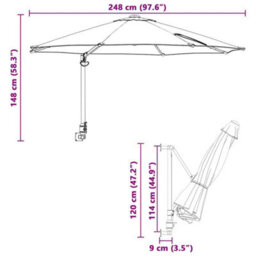 Berkfield Garden Parasol Anthracite, Black 248 X 248 X 148 Cm - thumbnail 9