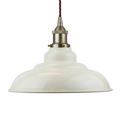 Clay White St Edmund's Painted Dome Pendant Light With Brushed Chrome Lamp Holder And Grey Twisted Cable - Se Home - image 1