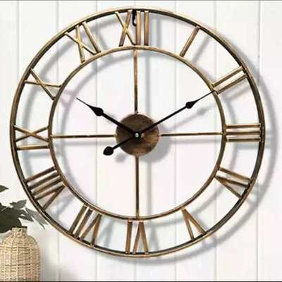 Retro Gold 40Cm Wall Clock , 3D Roman Numerals, Silent Quartz - image 1