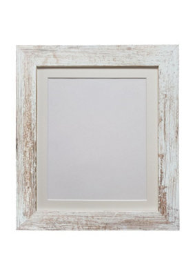 Frames By Post Metro Distressed White Frame With Ivory Mount For Image Size 4 X 3 Inch - image 1