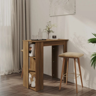 Berkfield Bar Table With Shelf Brown Oak 102X50X103.5 Cm Engineered Wood - image 1